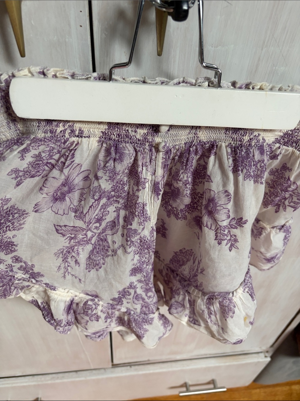 Free People Cream Shorts with Lavender Floral Print